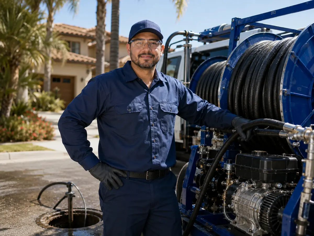 Hydro jet sewer cleaning in Reedley